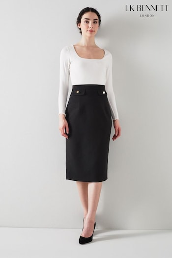 LK Bennett Folly Crepe Pencil Black Skirt (769786) | £179