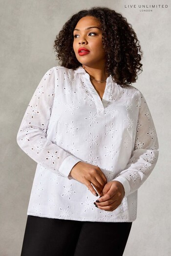 Live Unlimited Curve White Cotton Broidery Shirt (769959) | £69