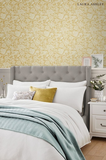 Laura Ashley Pale Ochre Yellow Trailing Laurissa Wallpaper Wallpaper (770027) | £48