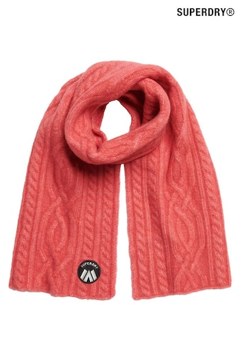 Superdry Cord Pink Cable Luxe Knit Scarf (770210) | £40