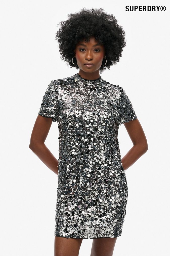 Short sleeve sequin dress shop