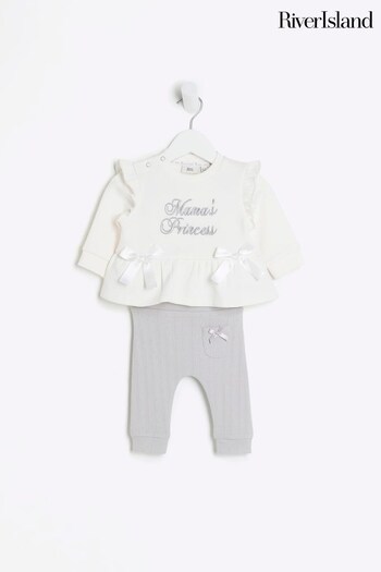 River Island Grey Baby Girls Peplum Bow Sweatshirt (771146) | £22