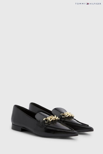 Tommy Hilfiger Chain Pointy Ballerina Black Shoes (771311) | £140