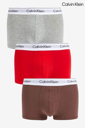 Calvin Klein Grey Modern Cotton Stretch Trunks 3 Pack (771592) | £44