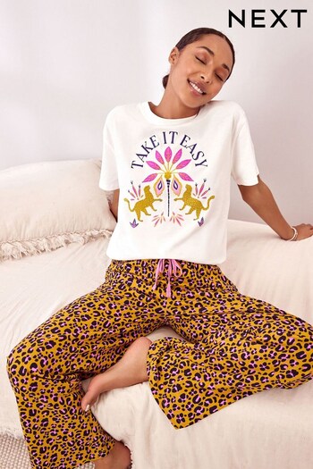 Yellow Leopard Cotton Pyjamas (771885) | £25