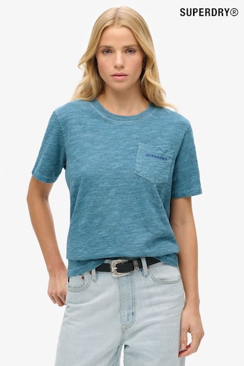 Superdry Moonlight Blue 100% Cotton Essential Logo Overdyed T-Shirt (771946) | £30