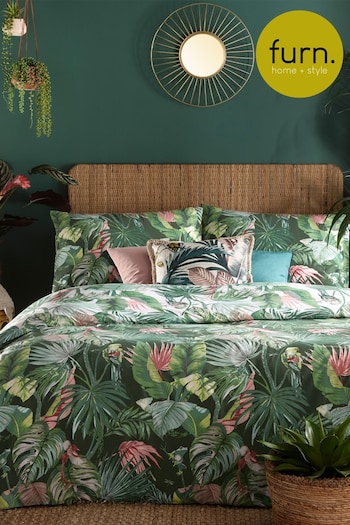 furn. Jade Green Amazonia Rainforest Reversible Duvet Cover and Pillowcase Set (772087) | £16 - £34