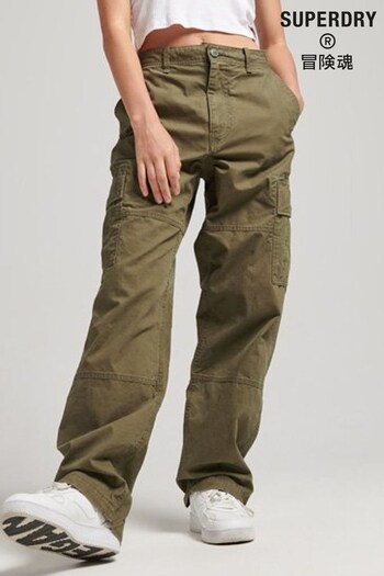 Superdry Green Organic Cotton Baggy Cargo Trousers (772574) | £60