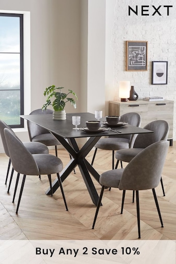 Dark Grey Astoria Ceramic 6 Seater Dining Table (773063) | £725