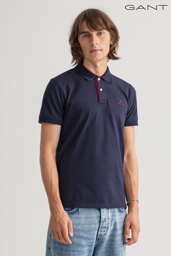 GANT Blue Contrast Collar Polo Shirt (773145) | £80