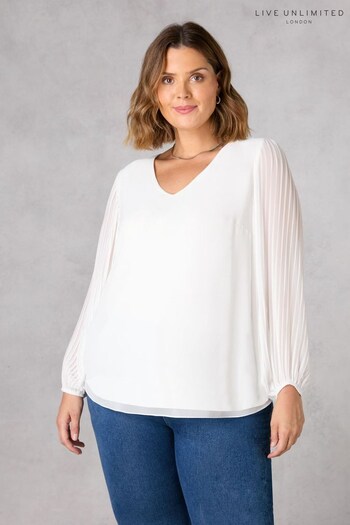 Live Unlimited Pleated Sleeve White Blouse (773202) | £65