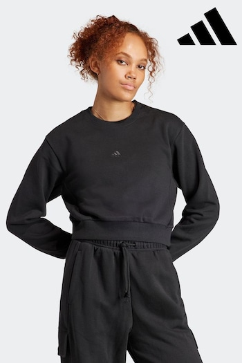 adidas Black olivewear All Szn Fleece Crop Sweatshirt (773281) | £38