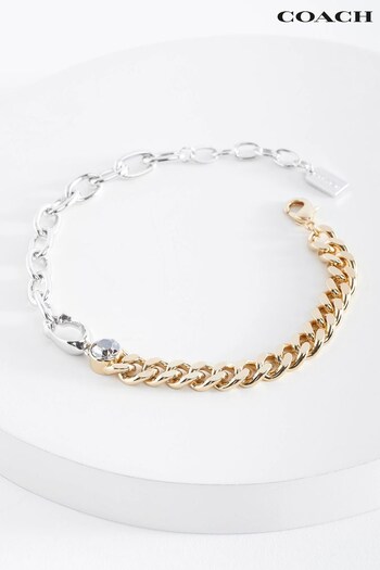 COACH Gold Tone Signature Mixed Chain Bracelet (773558) | £95