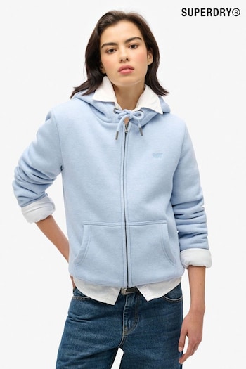 Superdry Blue Fog Marl Essential Borg Lined Zip Hoodie (773999) | £70