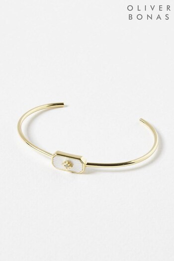Eloise Starburst Mother of Pearl Charm Gold Plated Cuff Bracelet (774217) | £59.50