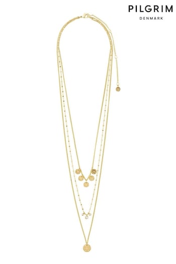 PILGRIM Gold Plated Carol Bohemian Layered Necklace 3-in-1 Set (774223) | £30