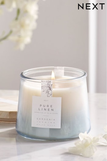 Blue Linen Lidded Jar Single Wick Scented Candle (774873) | £7