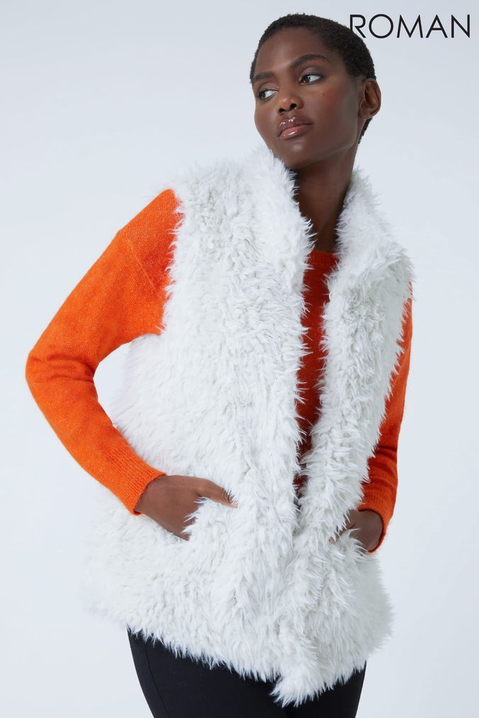 White faux fur vest best sale