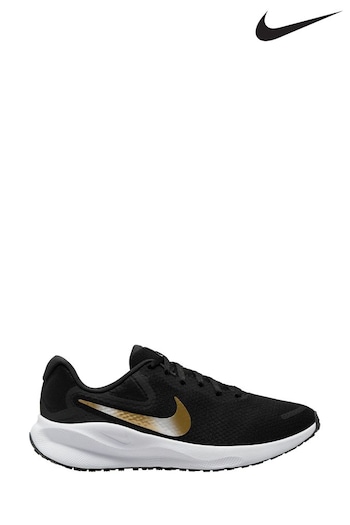 Nike Black/Gold Revolution 7 Road Running Trainers (775406) | £60