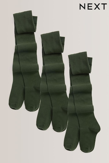 Green 3 Pack Cotton Rich School Tights (775422) | £11 - £16