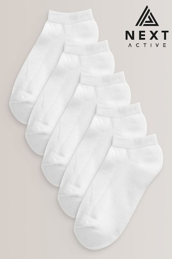 White 5 Pack Cotton Rich Cushioned Sole Trainer Socks (775432) | £6.50 - £7.50