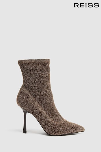 Reiss Bronze Jess Metallic Sock Boots (775783) | £198