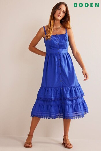 Boden Blue Tiered Trim Midi Dress (775813) | £150