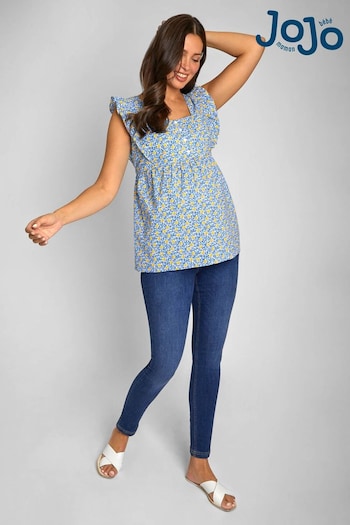 Add to Favourites: Inactive Blue Lemon Print Frill Sleeve Maternity Top (776008) | £36