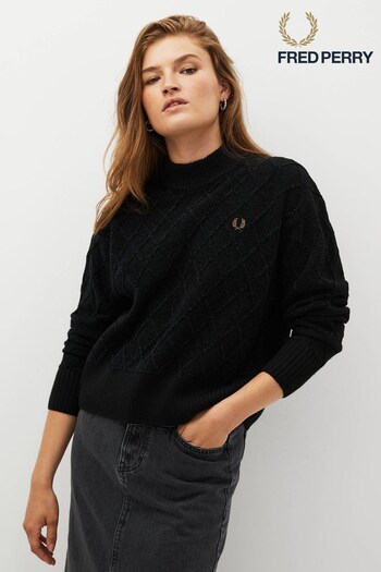 Fred Perry Chenille Grip Black Jumper (776148) | £150