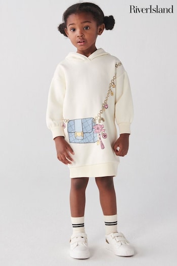 River Island Cream Mini Girls Bag Graphic Sweat Dress (776469) | £21