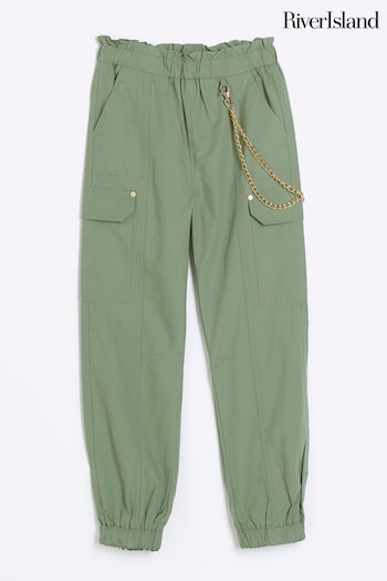River Island Green Girls Trim Detail Cargo Brand Trousers (776545) | £25 - £32