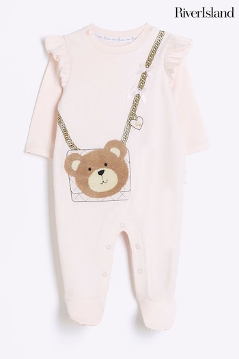 River Island Pink Baby Girls Graphic Sleepsuit (776775) | £18