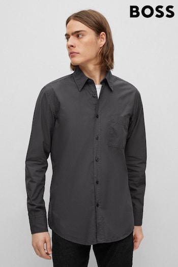 BOSS Grey Regular Fit Shirt in Organic Cotton Poplin (776776) | £79