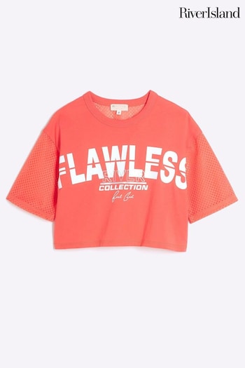 River Island Pink Girls Coral RI Active Mesh Back T-Shirt (776898) | £14