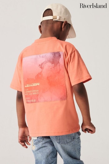 River Island Pink Boys Coral Satin Back Front T-Shirt (777069) | £15