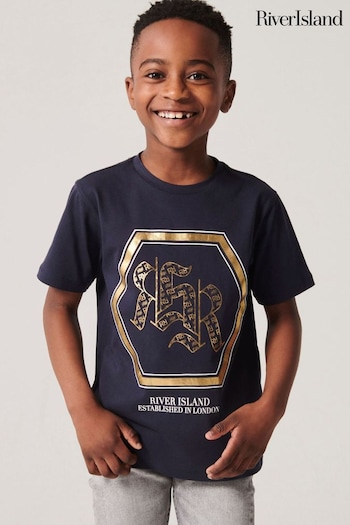 River Island Blue Boys Monogram RR T-Shirt (777132) | £14