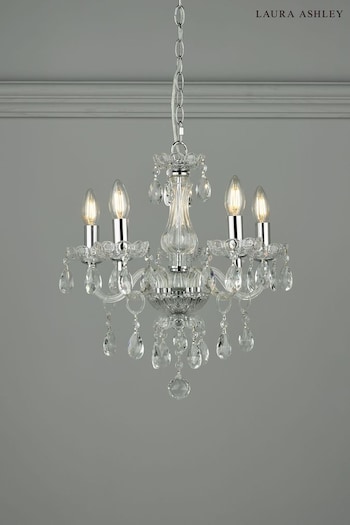 Laura Ashley Chrome Harriet 5 Light Crystal Chandelier Ceiling Light (777207) | £235