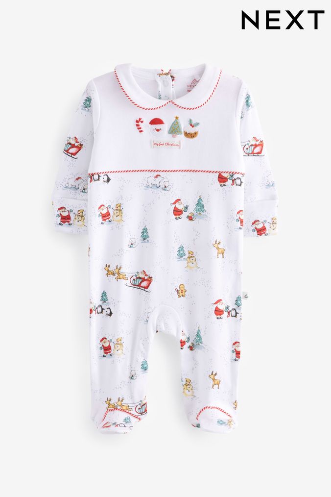 White My First Christmas Baby Sleepsuit (0-12mths) (777404) | £9.50