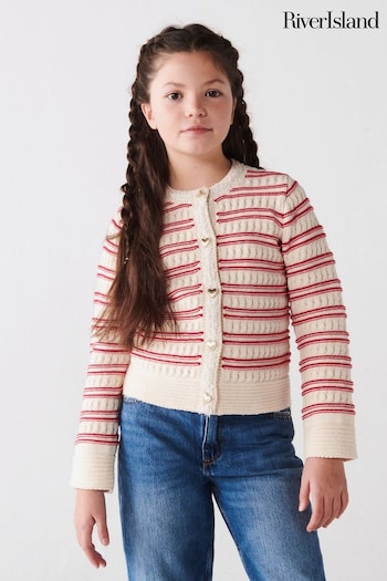 River Island Red Girls Textured Stripe Cardigan (777482) | £25