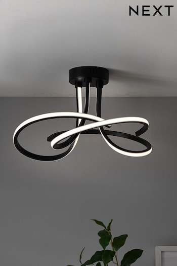 Black Sculptural LED Flush Ceiling Light (777535) | £99