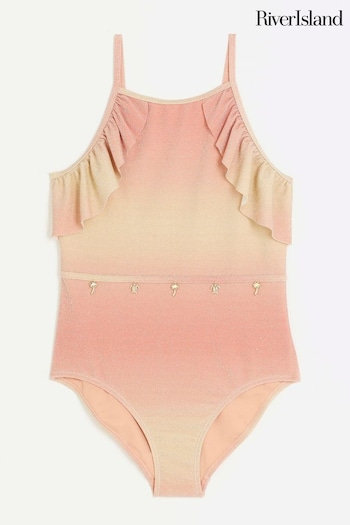 River Island Orange Girls Ombre Glitter Swimsuit (777690) | £20