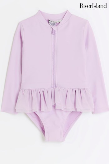 River Island Purple Girls Butterfly Peplum Swimsuit (777824) | £20