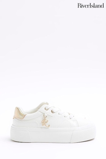 River Island White style Gold Glitter Trainers (777878) | £20