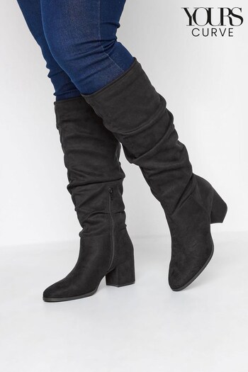 Yours Curve Black Wide Fit Knee Slouch Boots (778163) | £50