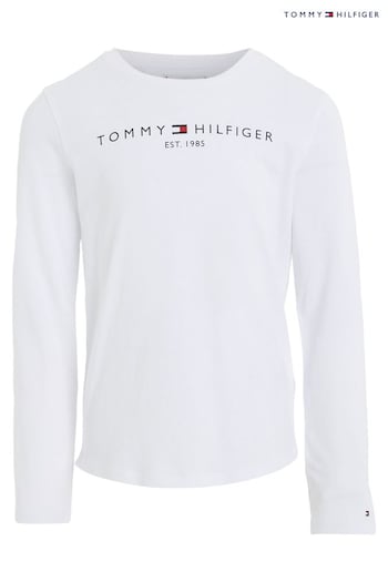 Tommy Hilfiger Girls Essential White Long Sleeve T-Shirt (778186) | £26 - £30
