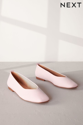 Pink Signature Leather Hi Cut Ballerina Shoes (778203) | £39