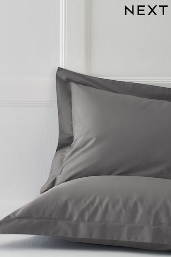 Set of 2 Charcoal Grey Cotton Rich Pillowcases (778303) | £7 - £11