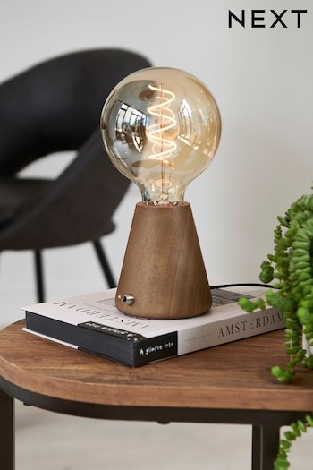 Brown Bronx Tapered Wood Table Lamp (778493) | £40