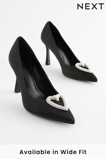 Black Regular/Wide Fit Forever Comfort® Heart Trim Court Shoes (778617) | £46