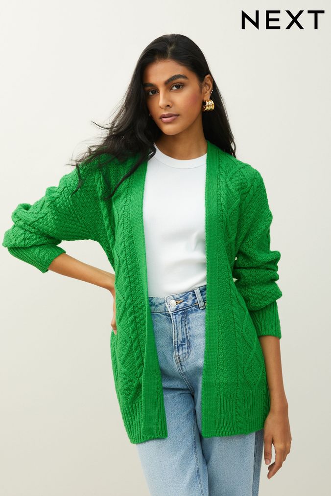 Buy Women s Cardigans Green Cable Knitwear Online Next UK